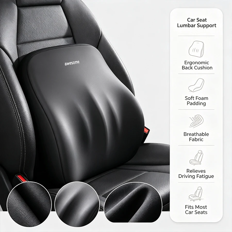 Auto-Lendenwirbelstütze Kopfstütze Nackenkissen Memory-Schaum – Bild 3