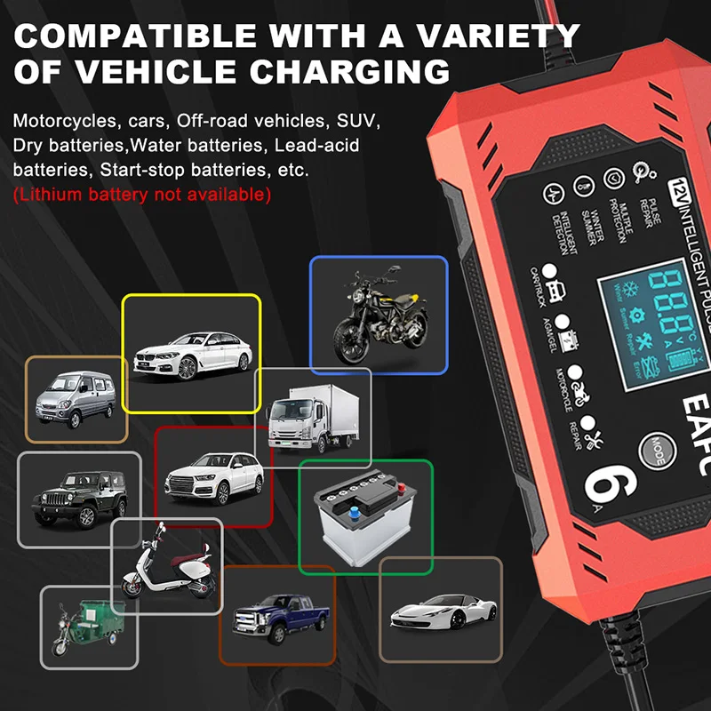 Autobatterie-Ladegerät 6a 12v Auto und Motorrad Batterie ladegerät – Bild 3