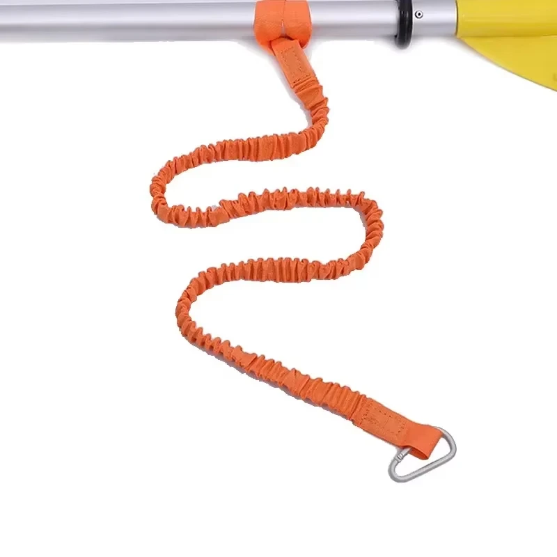 DIZETION 1PC elastische Kajak-Paddel-Leine verstellbar mit Sicherheitshakenstange, gewickeltes Lanyard