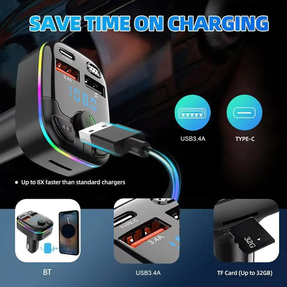 Autoladegerät FM-Transmitter Bluetooth 5.0 PD Typ-C Dual USB – Bild 3