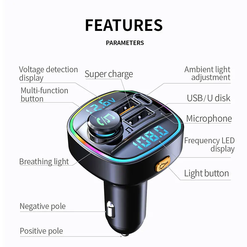 Bluetooth 5.0 FM-Transmitter Freisprecheinrichtung Autoradio Modulator – Bild 5