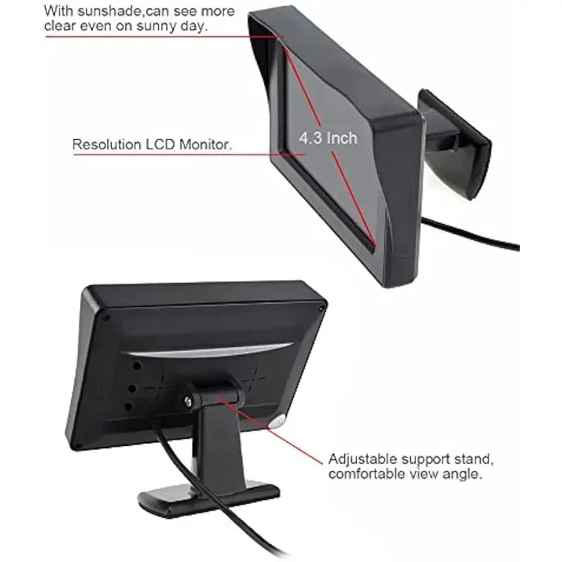 4,3-Zoll-Auto-Display, einfach zu installieren, hochauflösendes – Bild 2