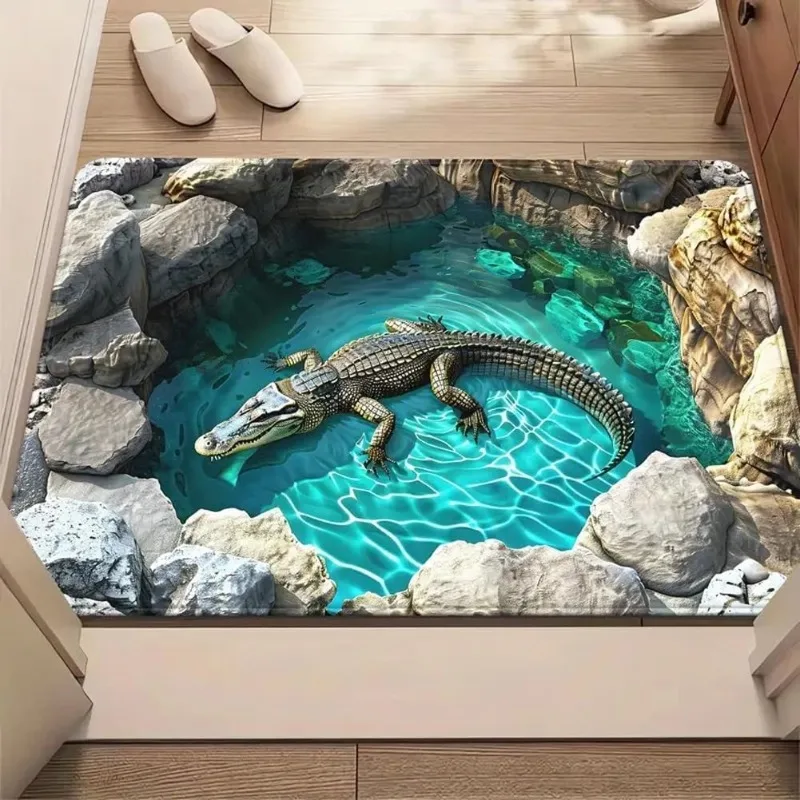 3D Optische Täuschung Katze Runde Loch Tür Matte Täglichen Hause – Bild 3