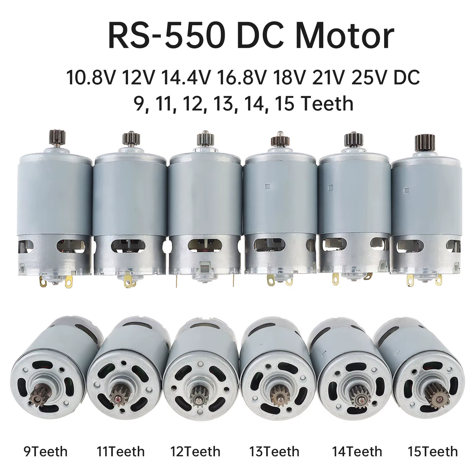 RS550 9/11/12/13/14 Zähne DC-Elektromotor 10,8 V/12 V/14,4 V/16,8 V/18 V/21 V/25 V Schraubendreher-Bohrmotor