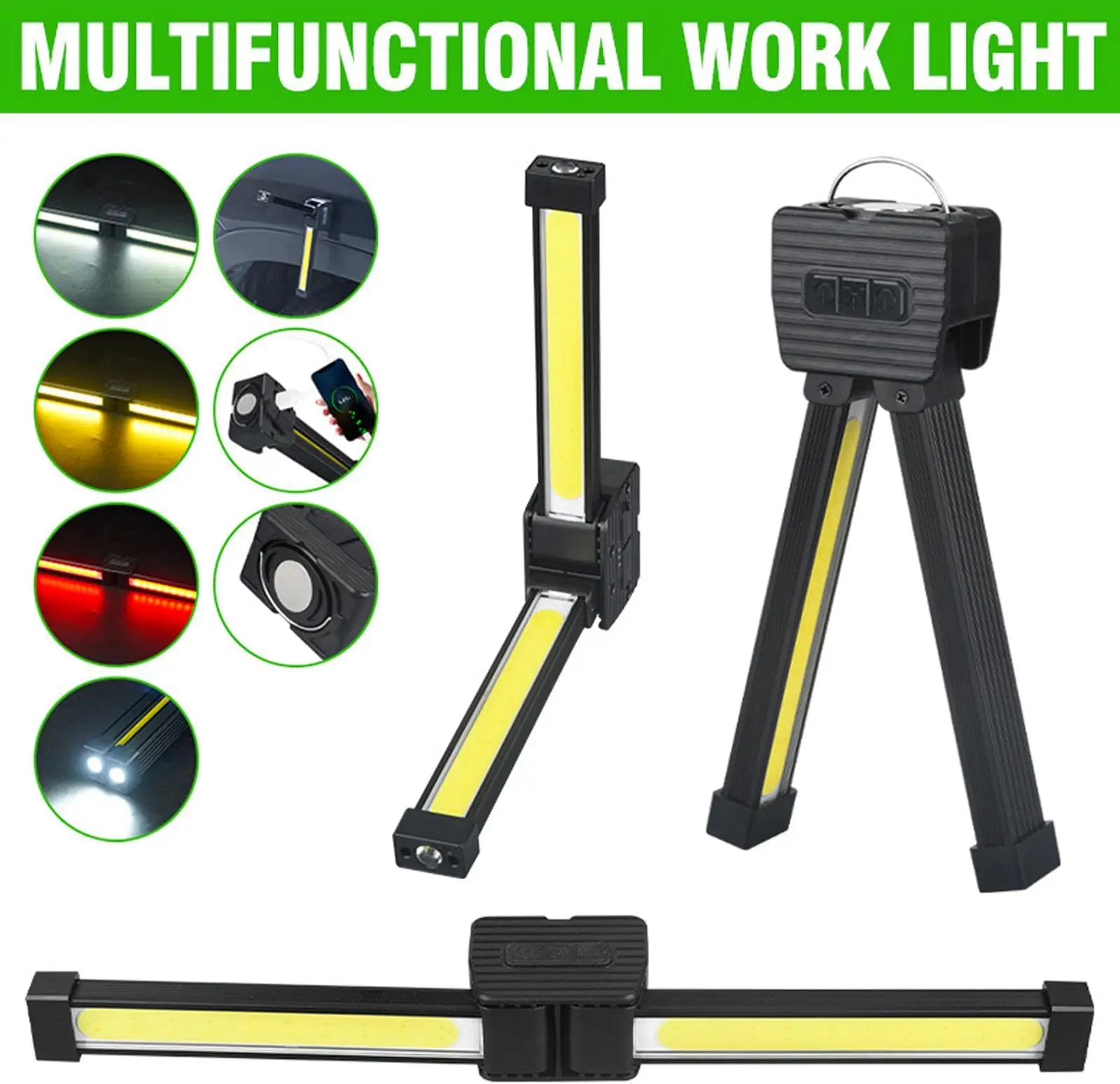 LED-Taschenlampe mit Magnet und Aufhängehaken 7-stufige Dimmleuchte – Bild 4