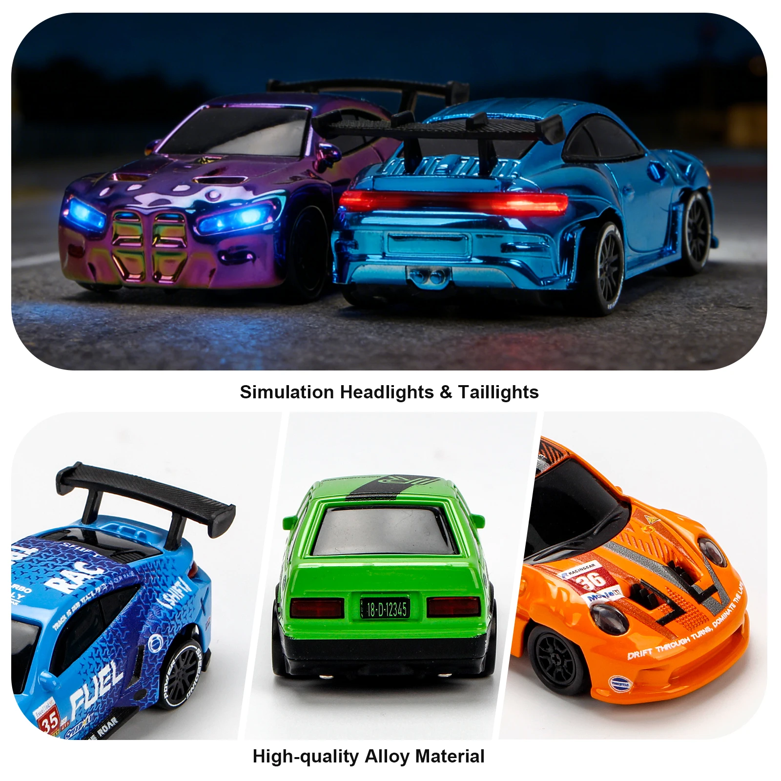 1/64 Hochgeschwindigkeits-Drift-RC-Auto mit Licht, 2,4G 4WD – Bild 6