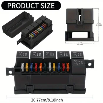 Sicherungskasten 12V Auto 11-Wege-Sicherung Relaiskastenblock mit 12V 40A Relais und Sicherungen, New Energy