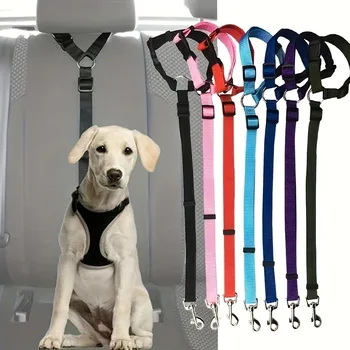 1 Verstellbarer Sicherheitsgurt für Hunde mit G-förmiger Haltevorrichtung - Geeignet für SUVs, Limousinen