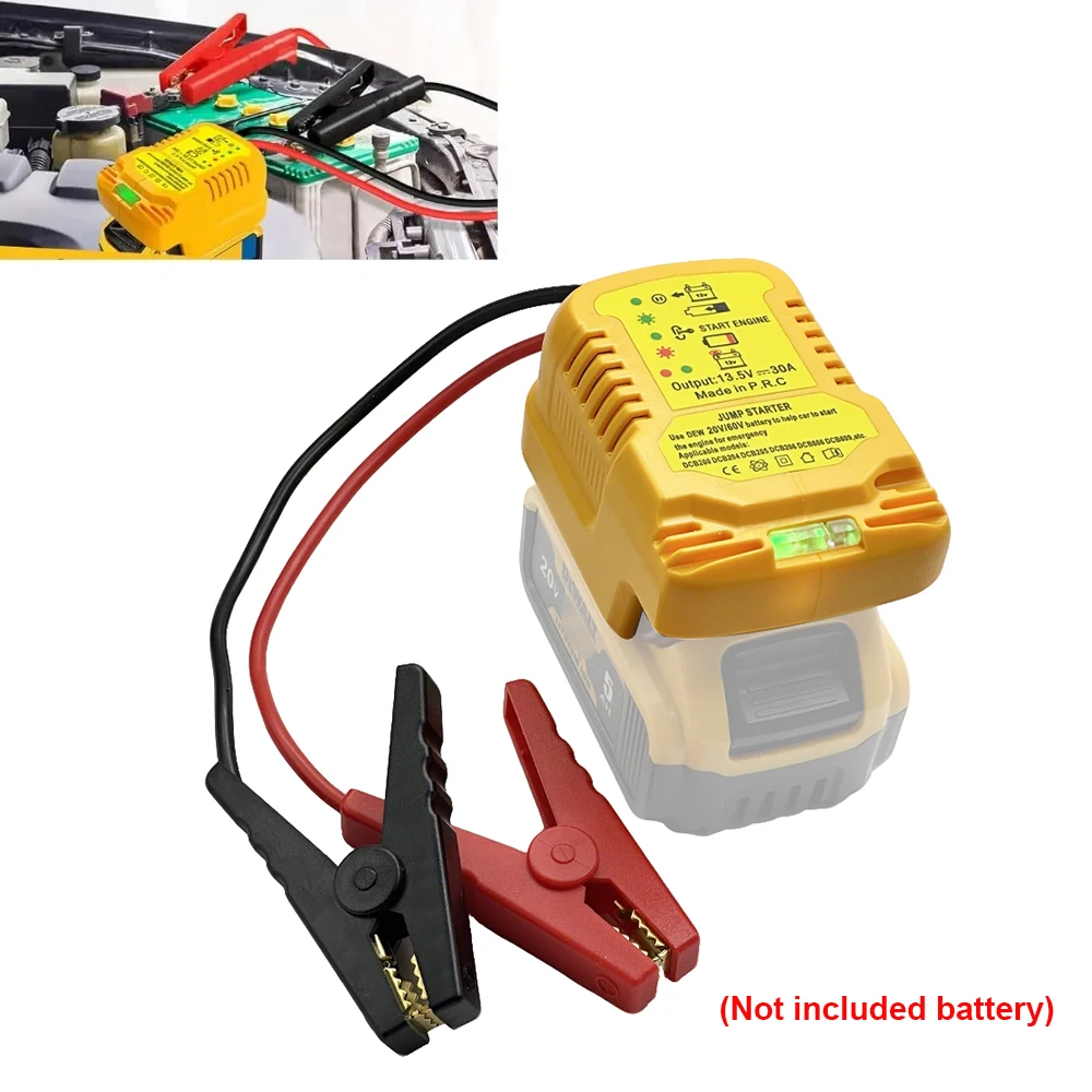 Starthilfe-Adapter für DeWalt 20V Akku mit Starthilfekabelklemmen Tragbares Auto-Batterieladegerät
