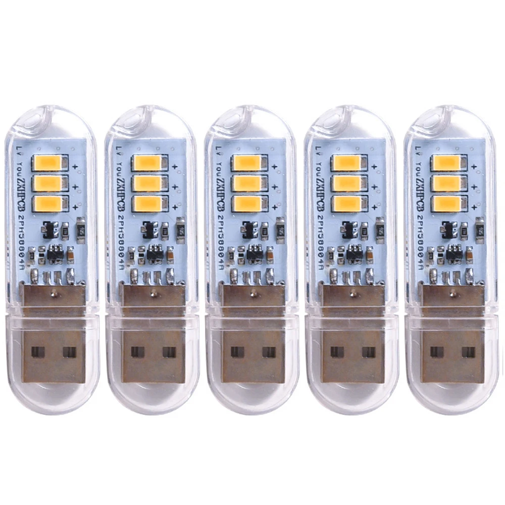 Tragbare USB Streifen Licht Mini Led Warm Weiß Nacht Lichter USB Stecker Buch Lampe Zimmer Notfall (5 Stück)