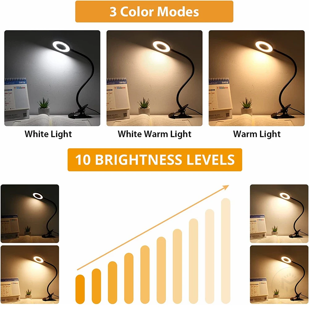 48 LED USB Buchlicht Clip Schreibtischlampe Leseleuchte mit 3 – Bild 4