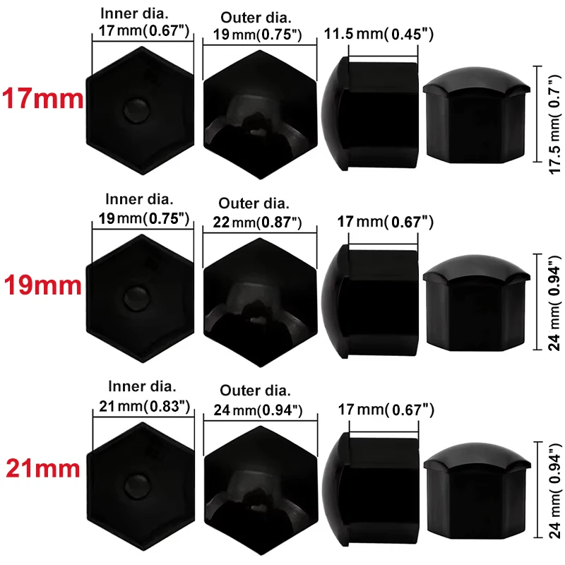 17mm/19mm/21mm 20Pcs Auto Rad Mutter Kappen Schutz Abdeckungen Kappen – Bild 6