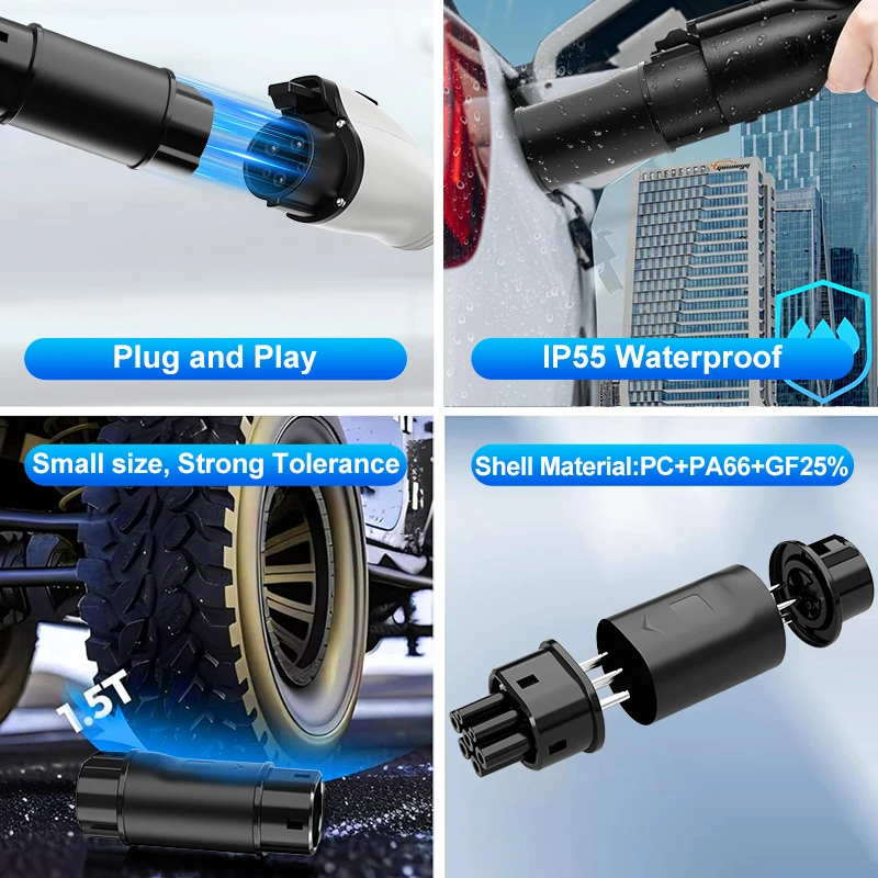 Typ1 auf Typ2 EV-Auto-Adapter, Ladeanschluss für Elektrofahrzeuge, 32 – Bild 4