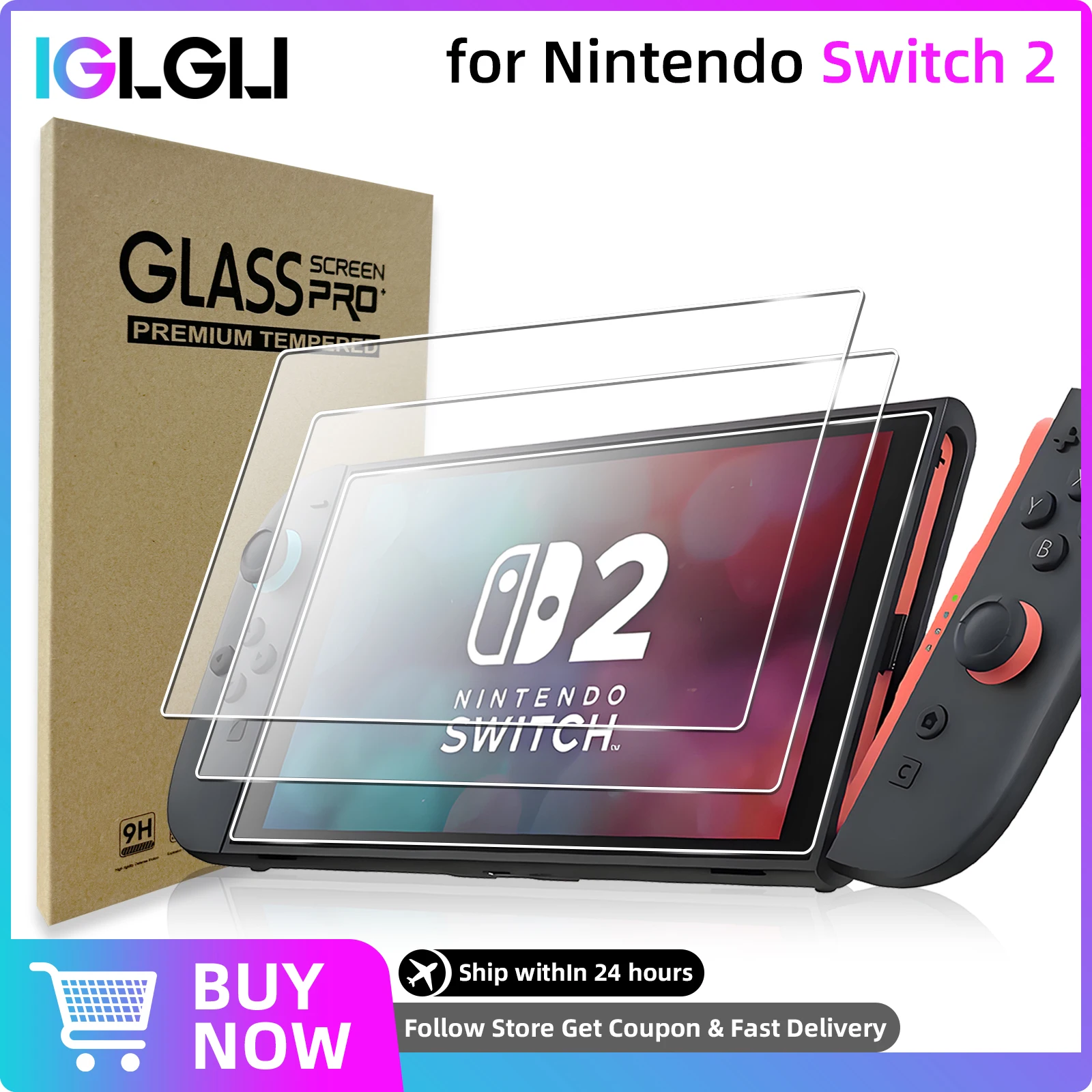 9H gehärtetes Glas für Nintendo Switch 2 Displayschutzfolie, HD Clear Anti-Scratch Protective Film Switch2