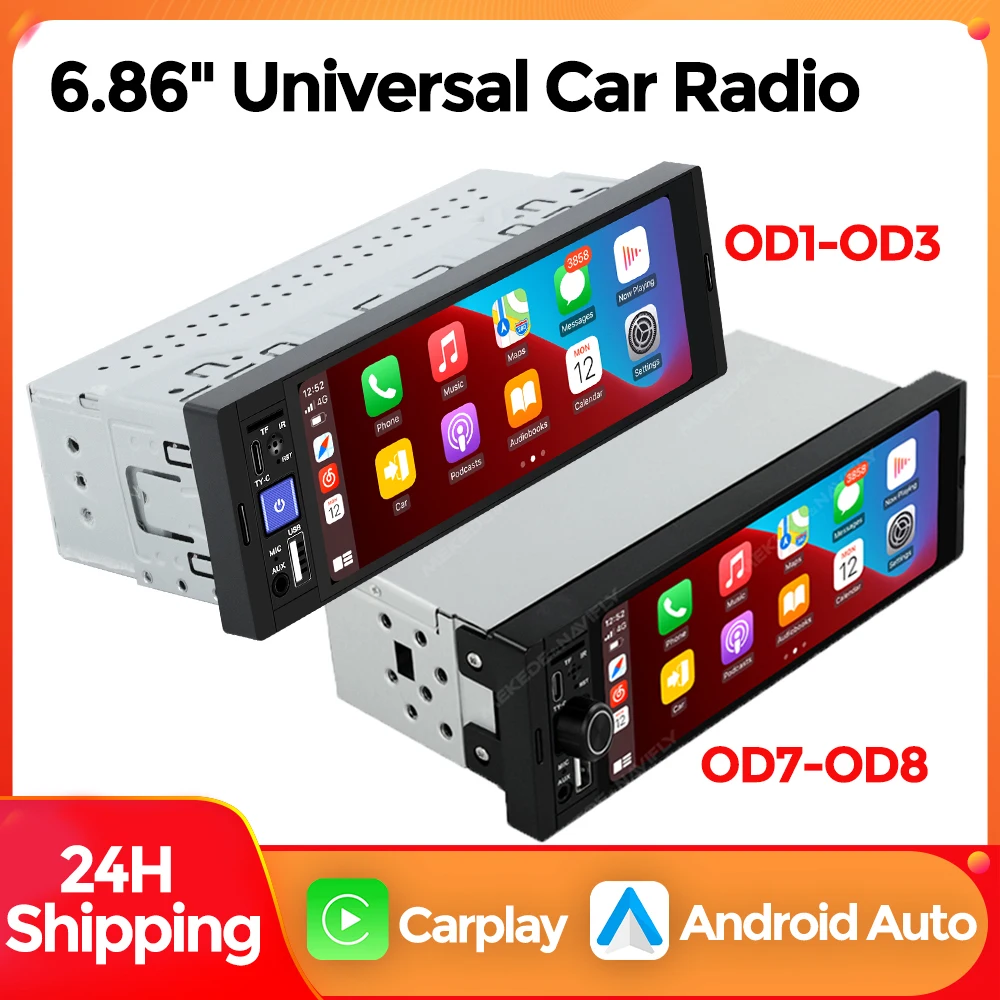 Mekede 6,86 Zoll 1din Carplay Android Auto Autoradio Multimedia Video MP5-Player mit BT FM Stereo USB Typ C