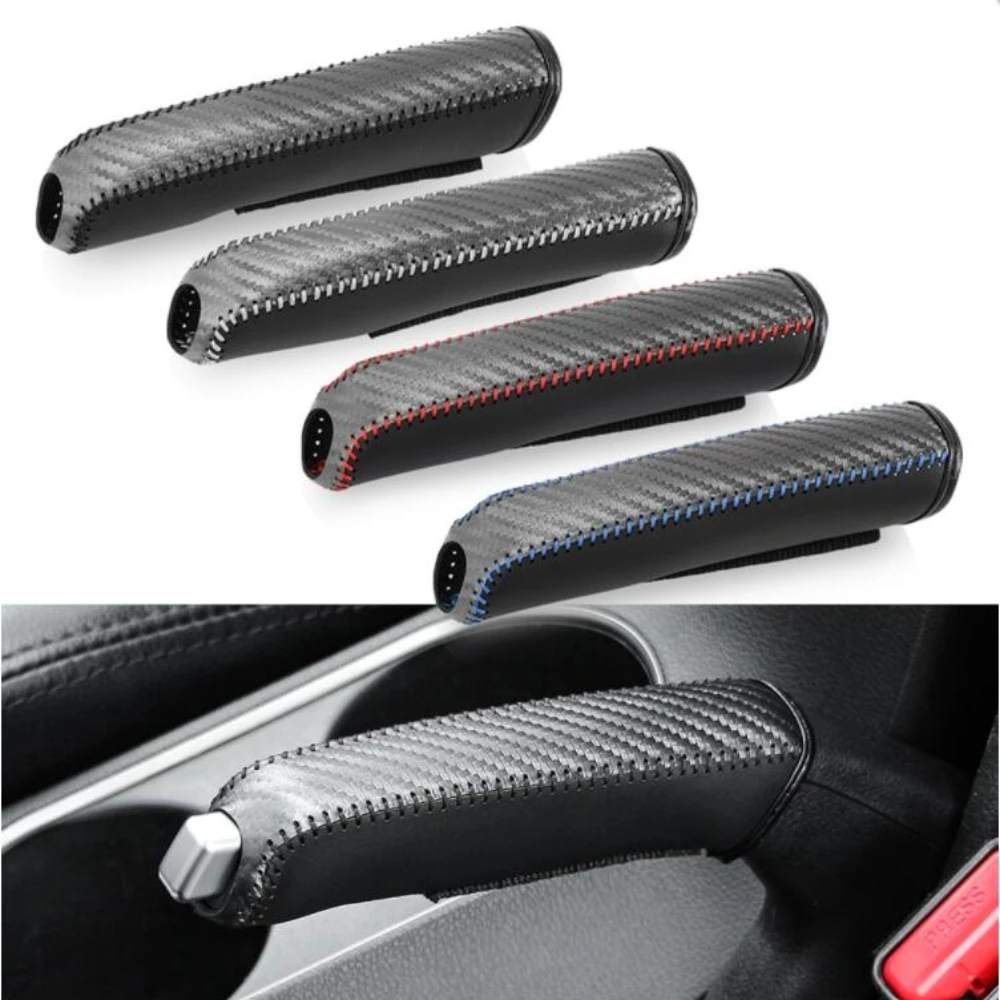 Carbon Fiber Auto Leder Handbremse Abdeckung Schutzhülle Handbremse Schutz Auto Innen Zubehör