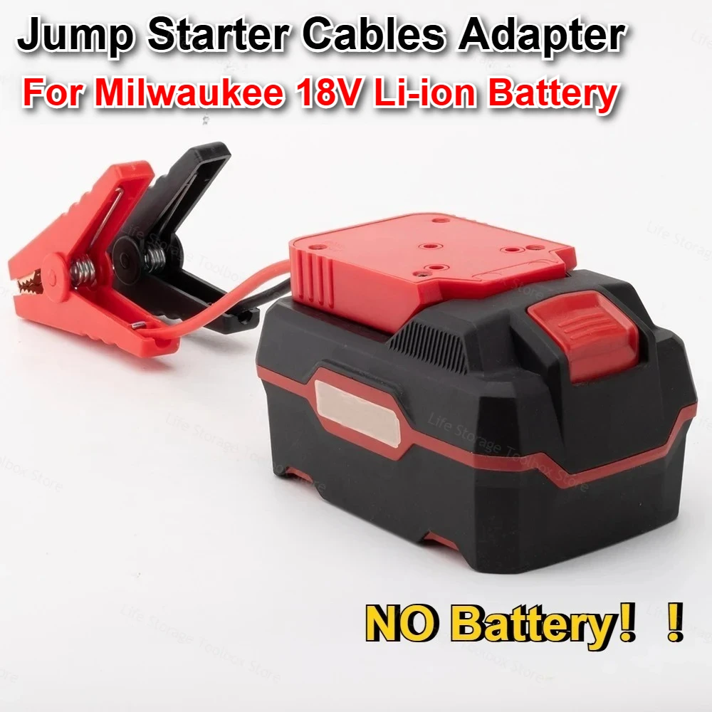 Tragbarer Starthilfekabeladapter für Milwaukee 18V Li-Ionen-Akku mit Starthilfeklemmen für das Starten