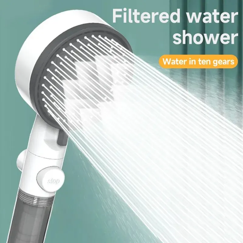 8-Modus-Duschkopf, Wasserfilter, verstellbare Hochdruckdusche, tragbare One-Key-Stop-Dusche, Badezimmerzubehör