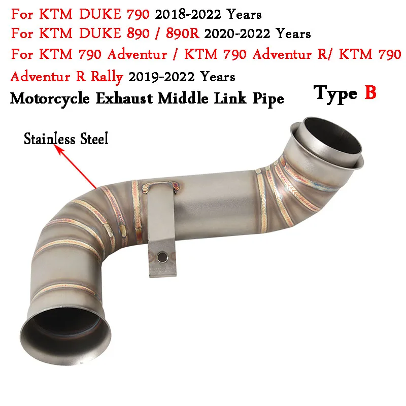 Slip On Motorrad Auspuff Mittleren Link Rohr Escape Moto Schalldämpfer Für KTM DUKE 790 890 Abenteuer R Rally
