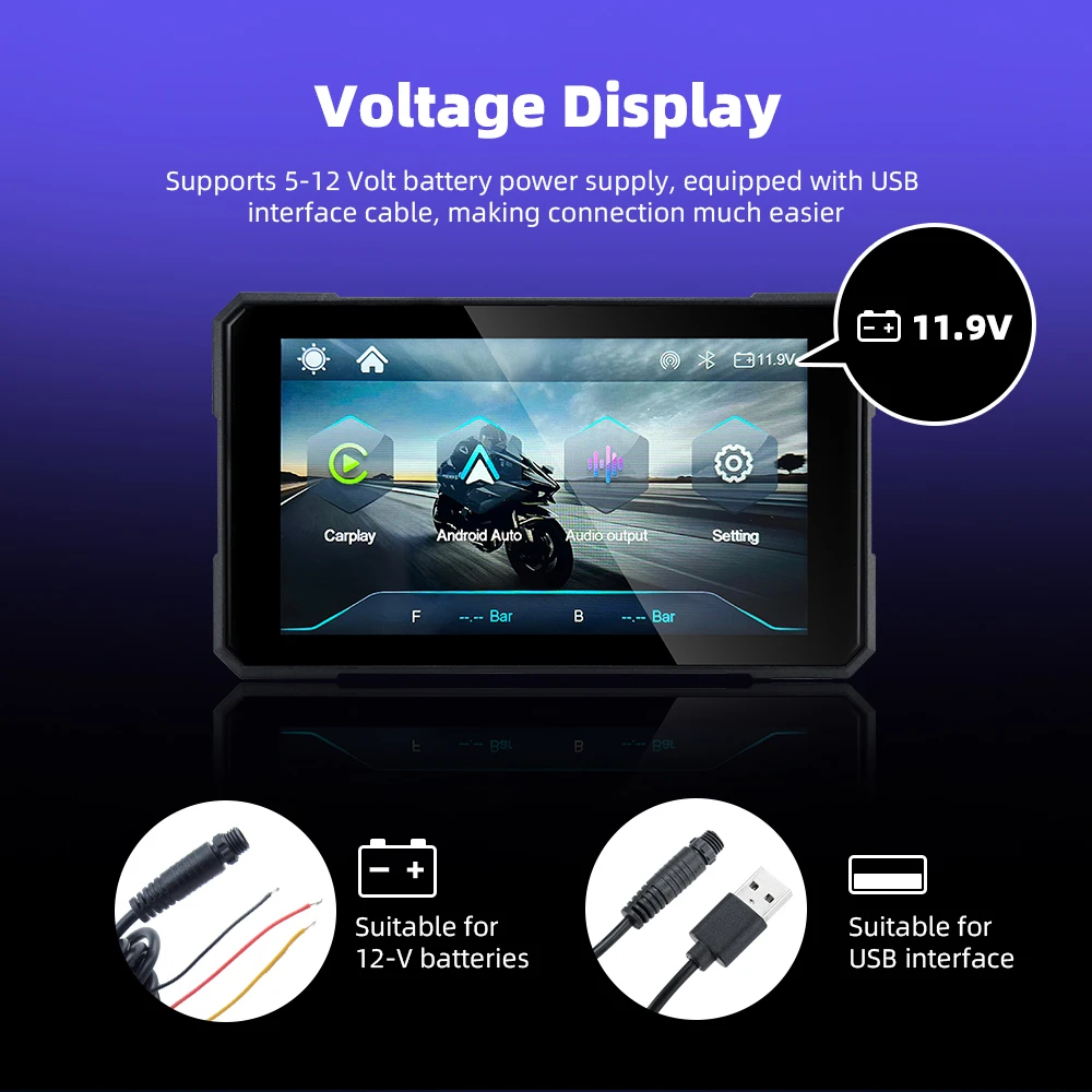 EKIY 5,0 Zoll Wireless CarPlay Moto Android Auto Tragbare Digitale – Bild 6