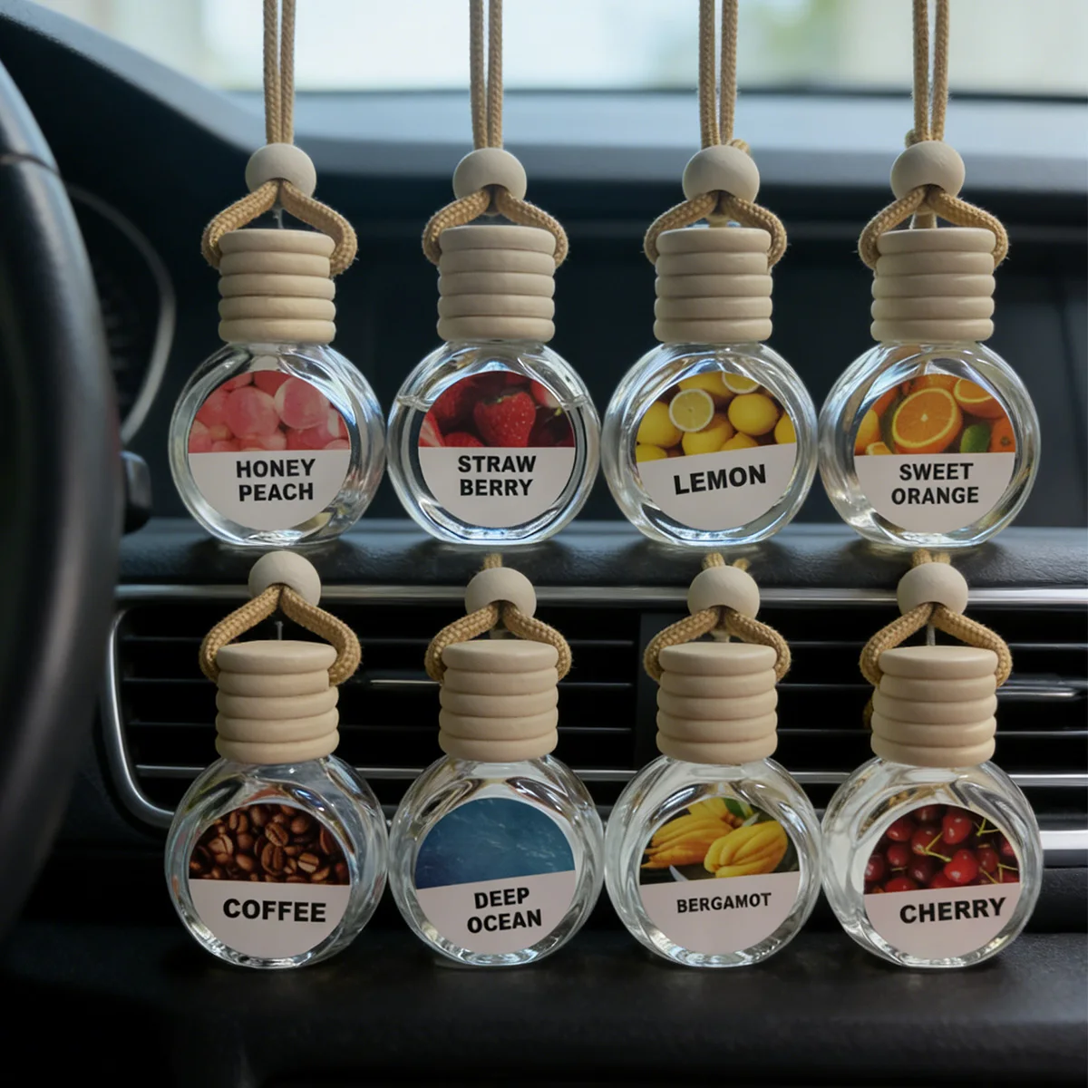 Auto-Lufterfrischer mit ätherischem Öl, sorgt für einen langanhaltenden Duft in Ihrem Auto, eine Flasche hält