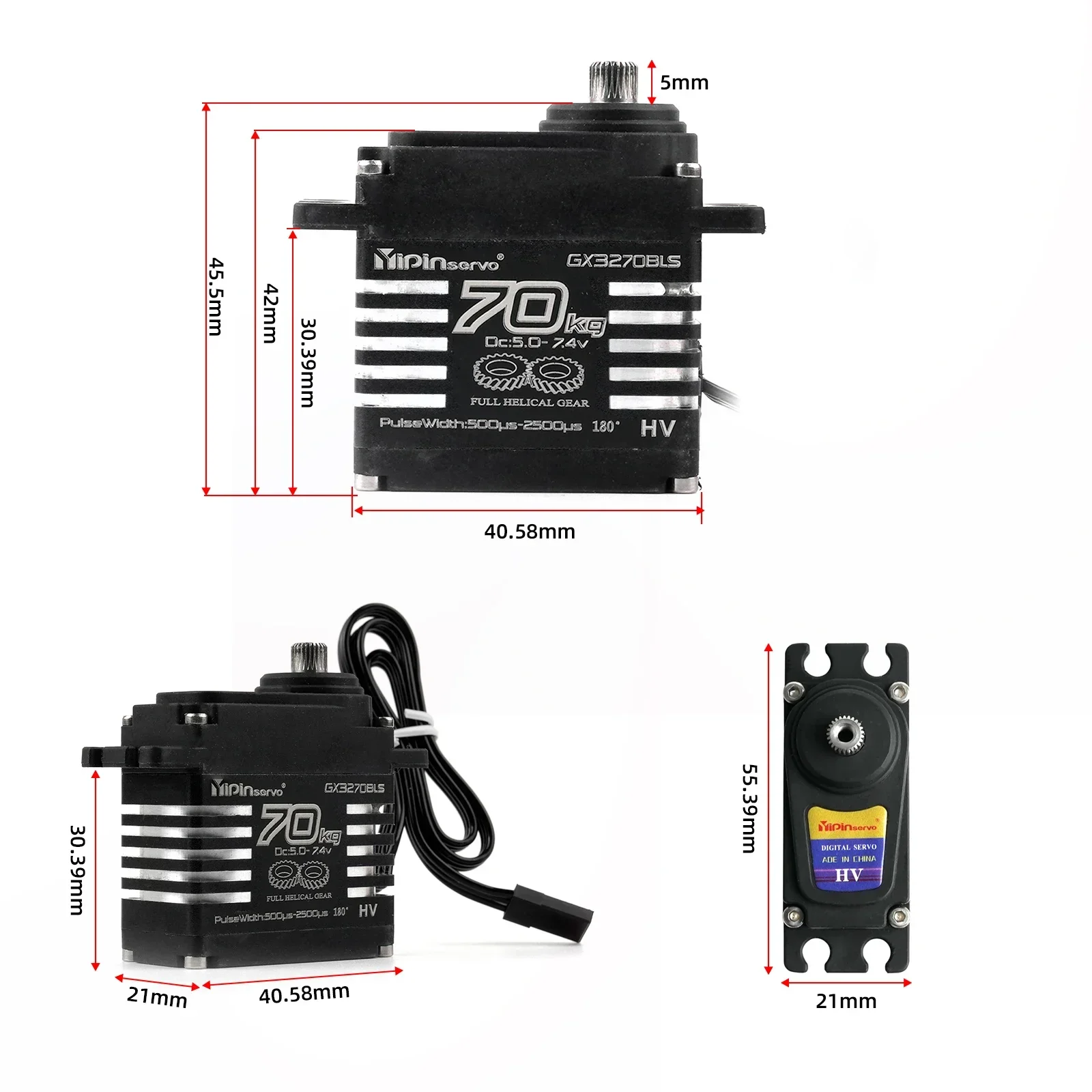70 kg digitale Servos, großes Drehmoment, magnetische Induktion, 8,4 – Bild 3