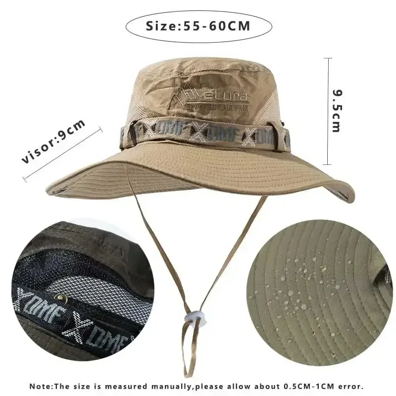 Bucket Hat Sommer Herren UV-Schutz Wandern Strand Sonnenschutz Kappe – Bild 3
