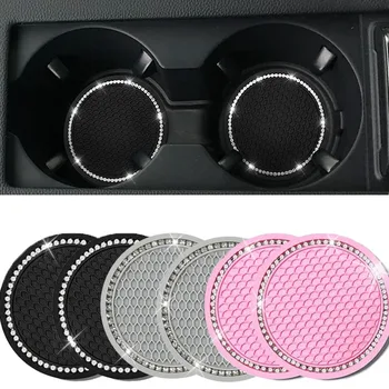Auto Bling Strass Tasse Halter Trinken Pad Innen Dekoration Anti-slip Matte Runde Langlebig Coaster (2 Stück)