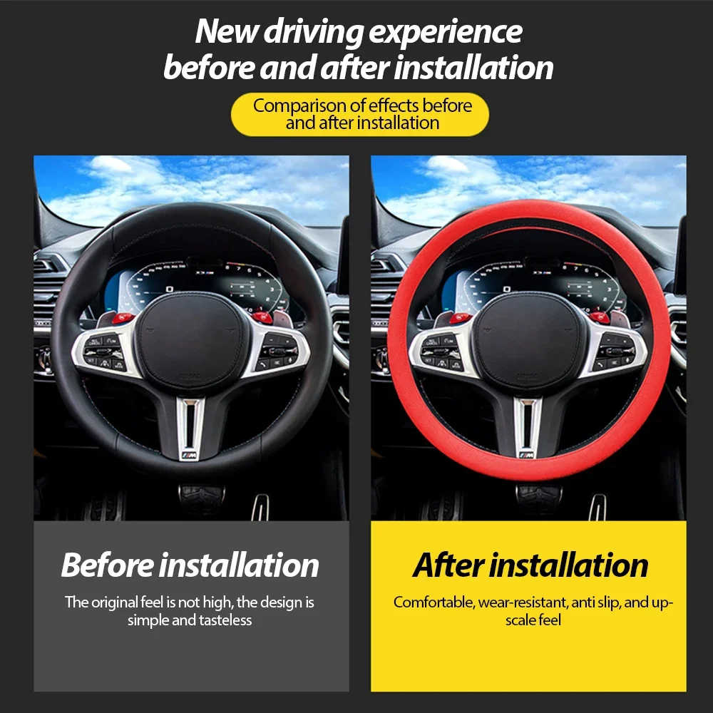 Silikon Auto Lenkrad Abdeckung Elastische Schutzhülle Multi Farbe Auto – Bild 2