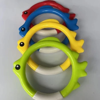 Unterwasser-Schwimmtrainingsset mit fischförmigen Rettungsringen, Tauchring-Set, schwimmfähiges (4 Stück)