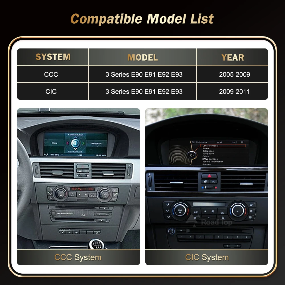 8,8'' Kabelloses RoadTop CarPlay Android Auto für BMW Serie 3 5 E90 – Bild 2