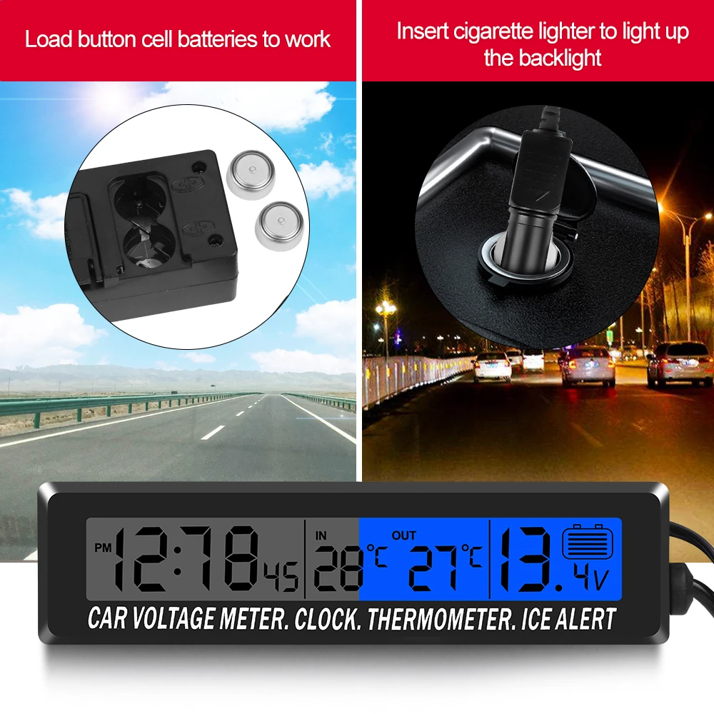 4-in-1-Uhr, Kalender, Thermometer, Auto – Bild 3
