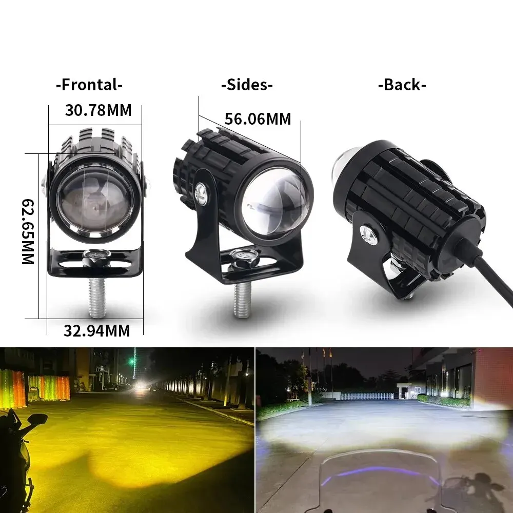 Universal Motorrad LED Scheinwerfer Projektor Objektiv Dual Farbe ATV – Bild 2