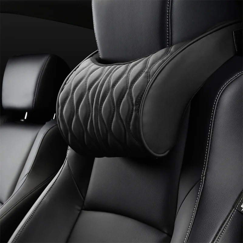 HEIßER Auto Hals Kissen PU Leder Lenden Taille Unterstützung Für Sitz Speicher Rückenlehne Kopfstütze Kissen
