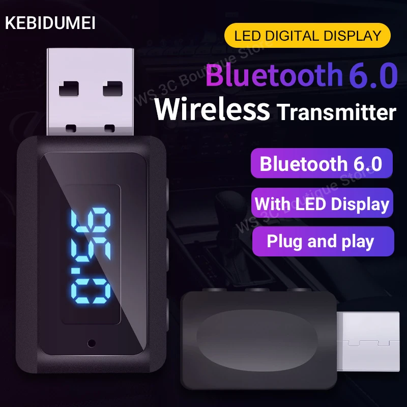 Auto Bluetooth 6,0 FM Sender Empfänger Freisprechen Anruf Mini USB Wireless Adapter Auto Audio mit LED Display