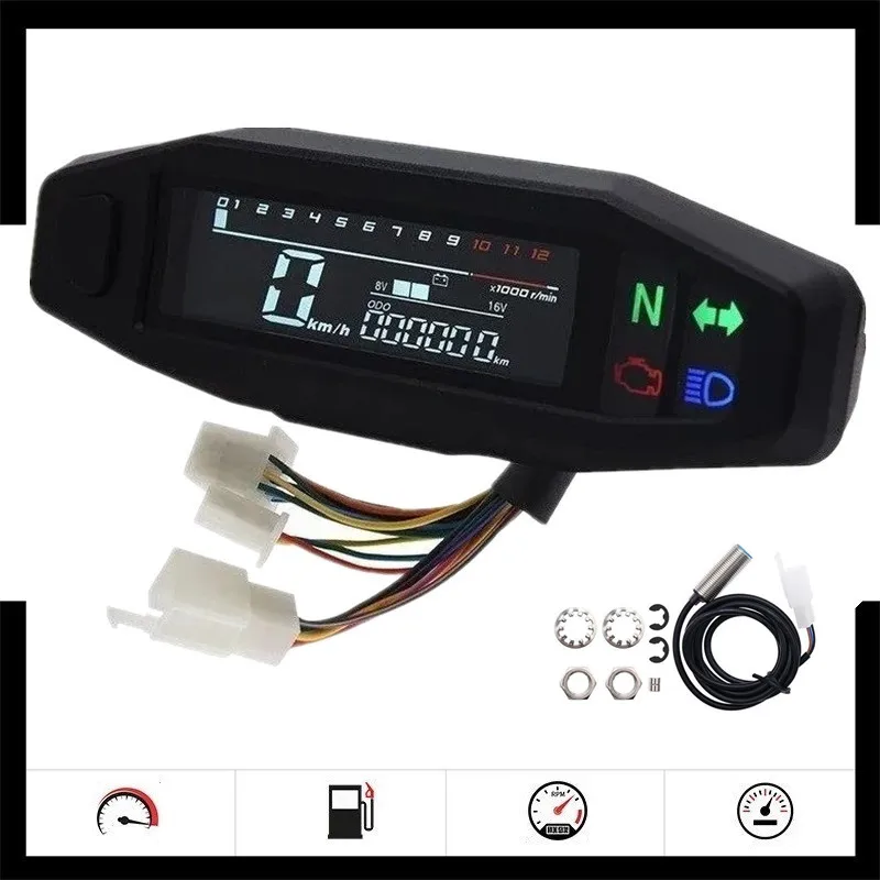 Universal Motorrad Tachometer Digitale Geschwindigkeit Meter LED Tachometer Dashboard Instrument Panel Meter