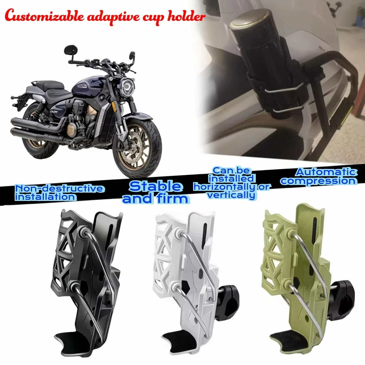 Universeller Getränkehalter für Motorräder 360° ° Einstellbarer Lenker – Bild 4