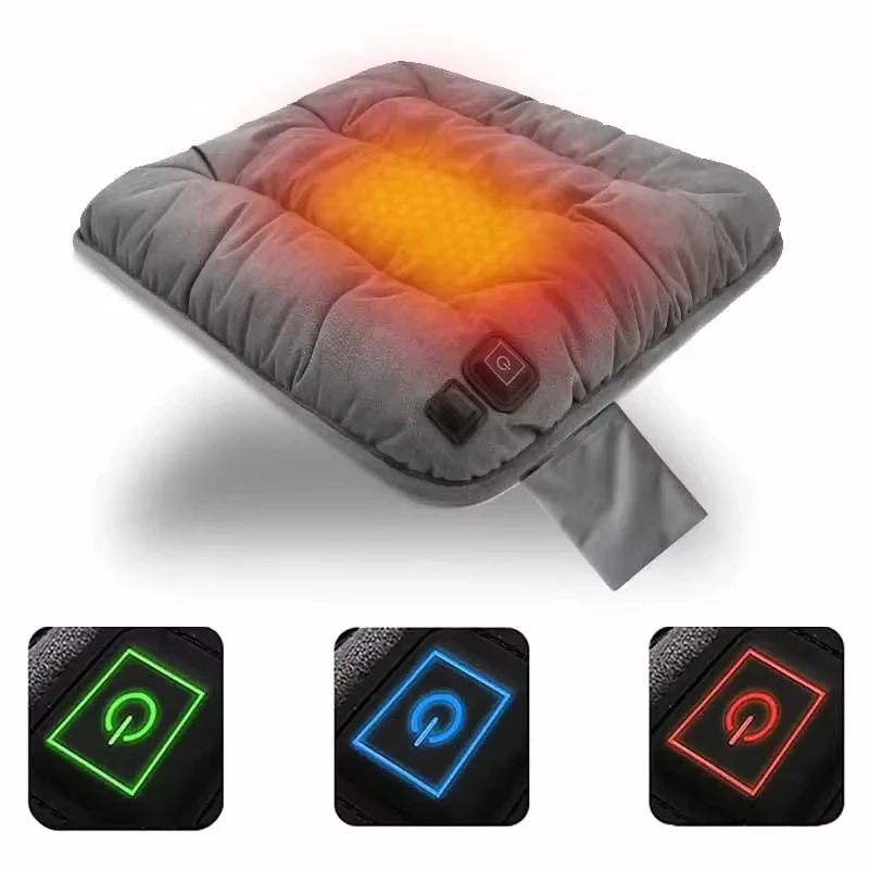 12V USB Elektrisch Beheiztes Sitzkissen mit Einstellbarer Temperatur, Graphen-Plüsch Autositzkissen