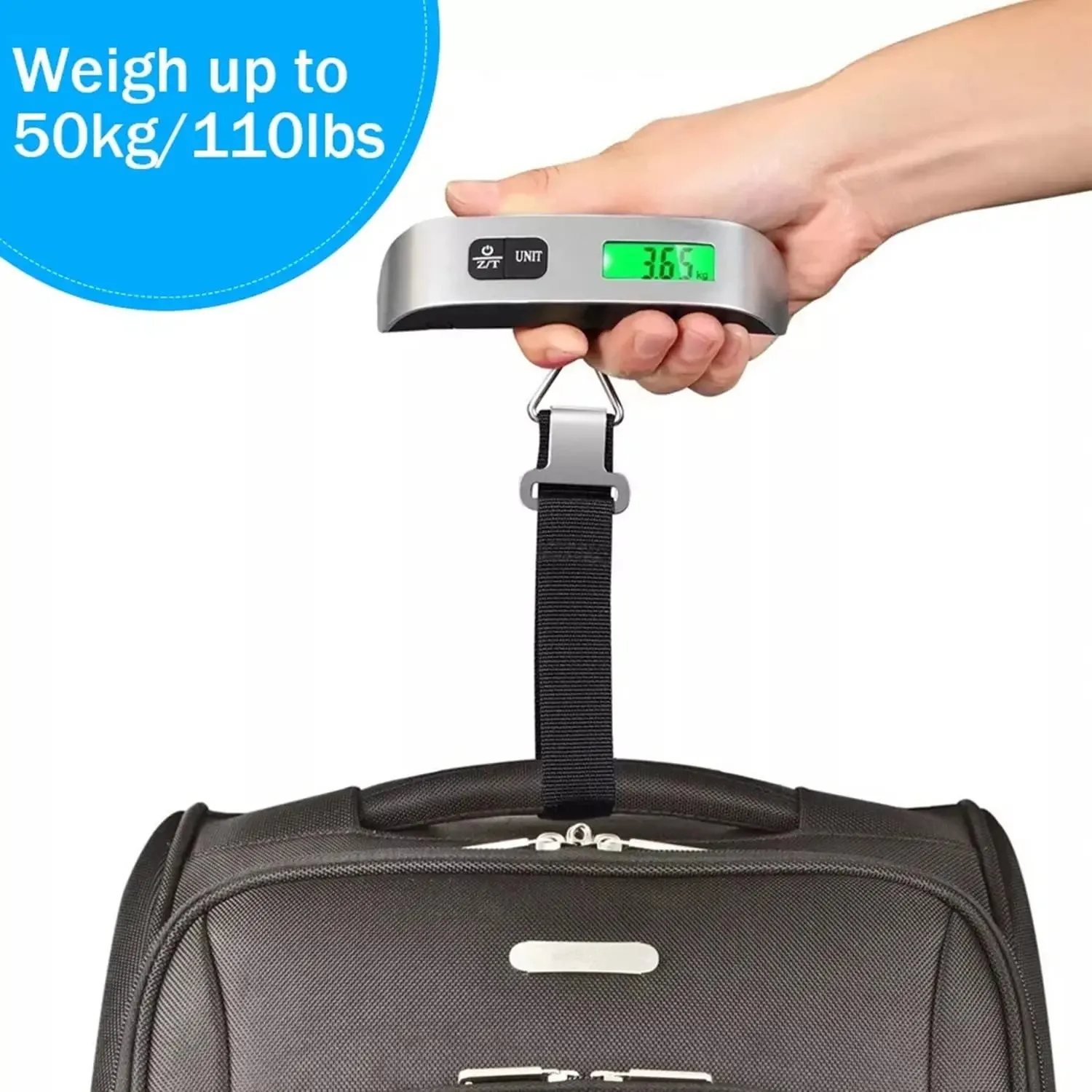 Gepäckwaage, 110 lb, 50 kg, digitale tragbare hängende Gepäckwaage – Bild 5