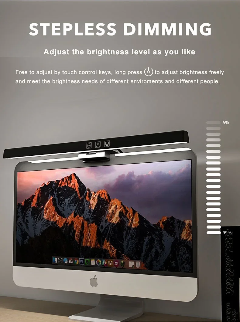 HOMEFISH 50cm Monitor-Lichtleiste USB Schreibtischlampe Stufenlos – Bild 3