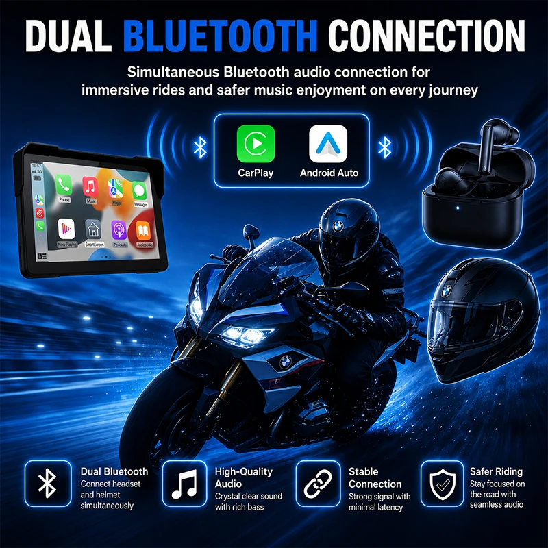 Jansite 7 Zoll Für BMW Motorrad Carplay GPS-Navigation Drahtloses – Bild 4
