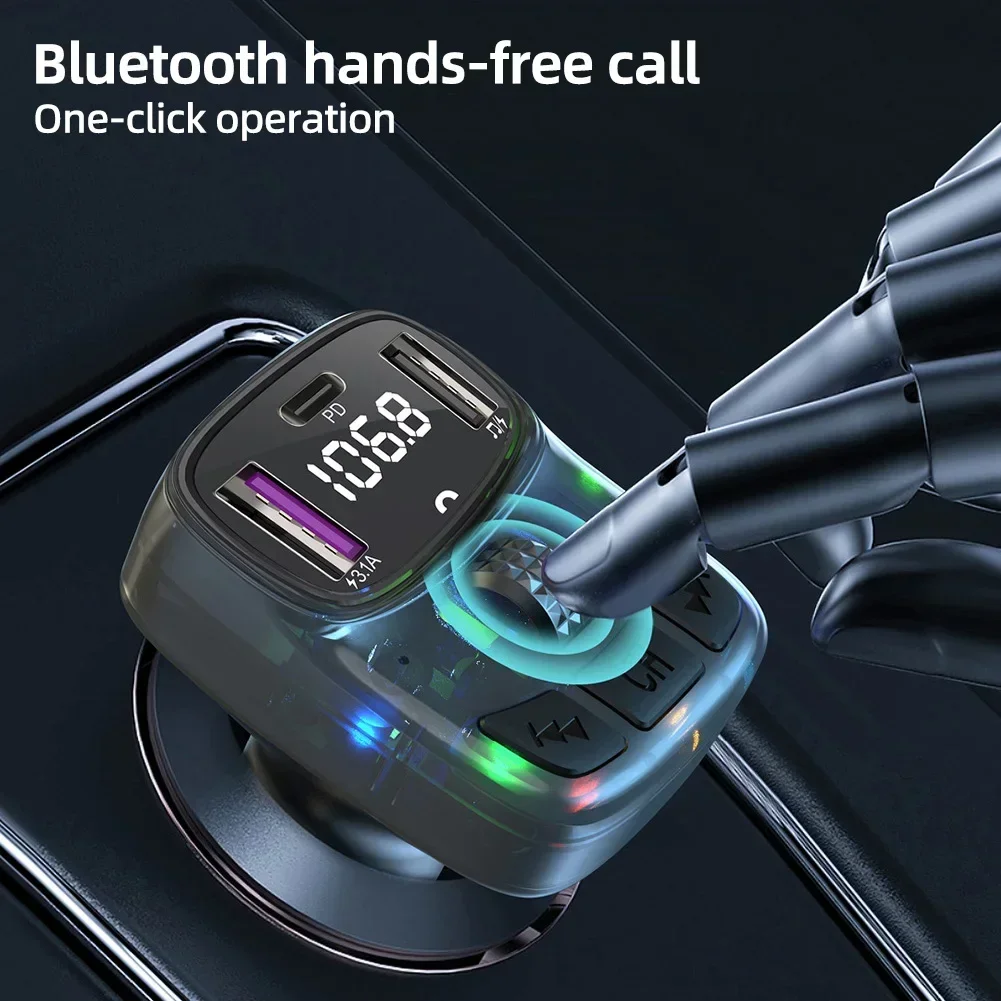 Bluetooth 5.3 FM-Transmitter Kabelloses Freisprechsystem MP3-Player – Bild 4