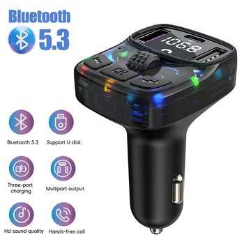 Bluetooth 5.3 FM-Transmitter Kabelloses Freisprechsystem MP3-Player Autoradio 30W PD Dual-USB-Schnellladegerät
