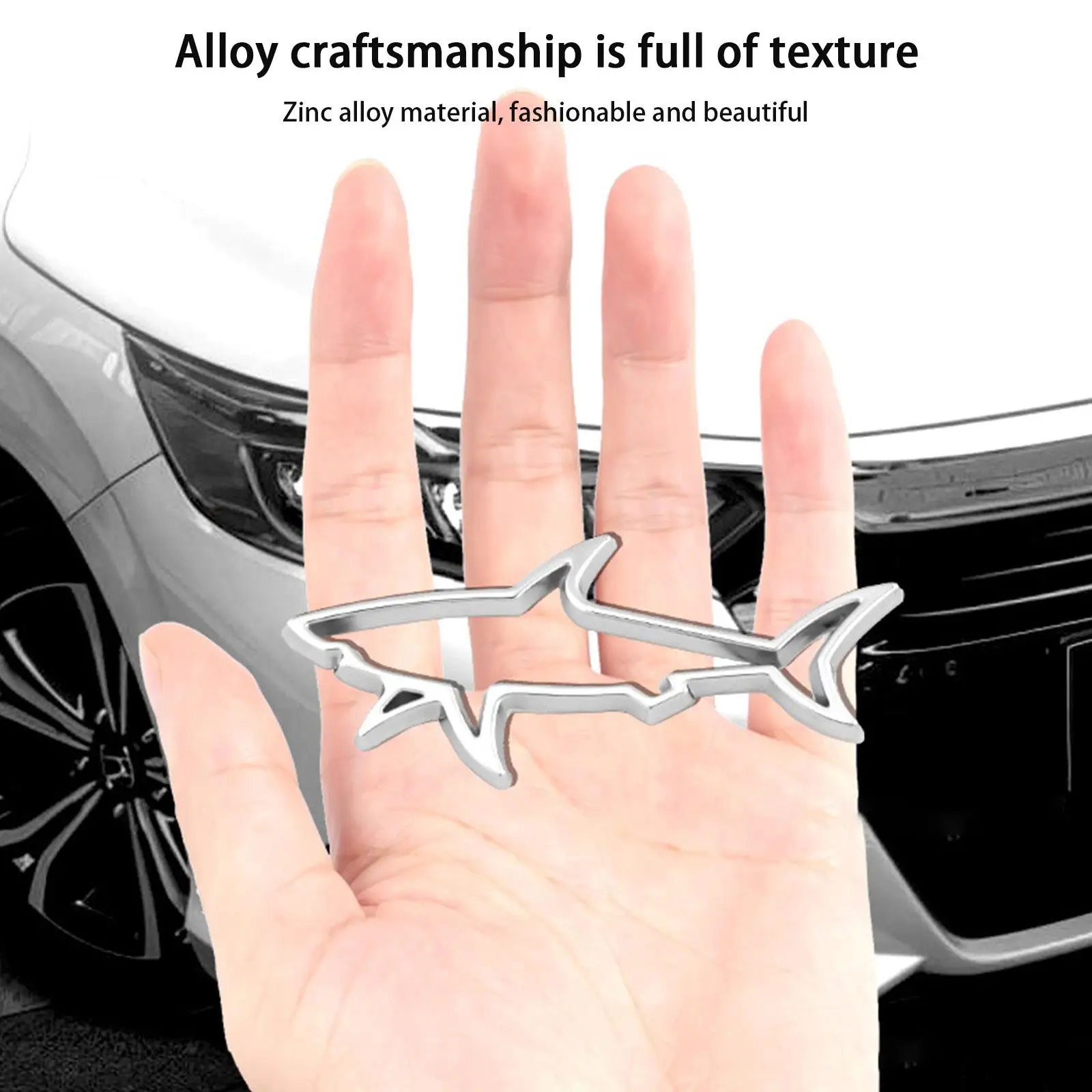 3D Metall Auto Styling Aufkleber hohlen Fisch Hai Emblem Abzeichen – Bild 6