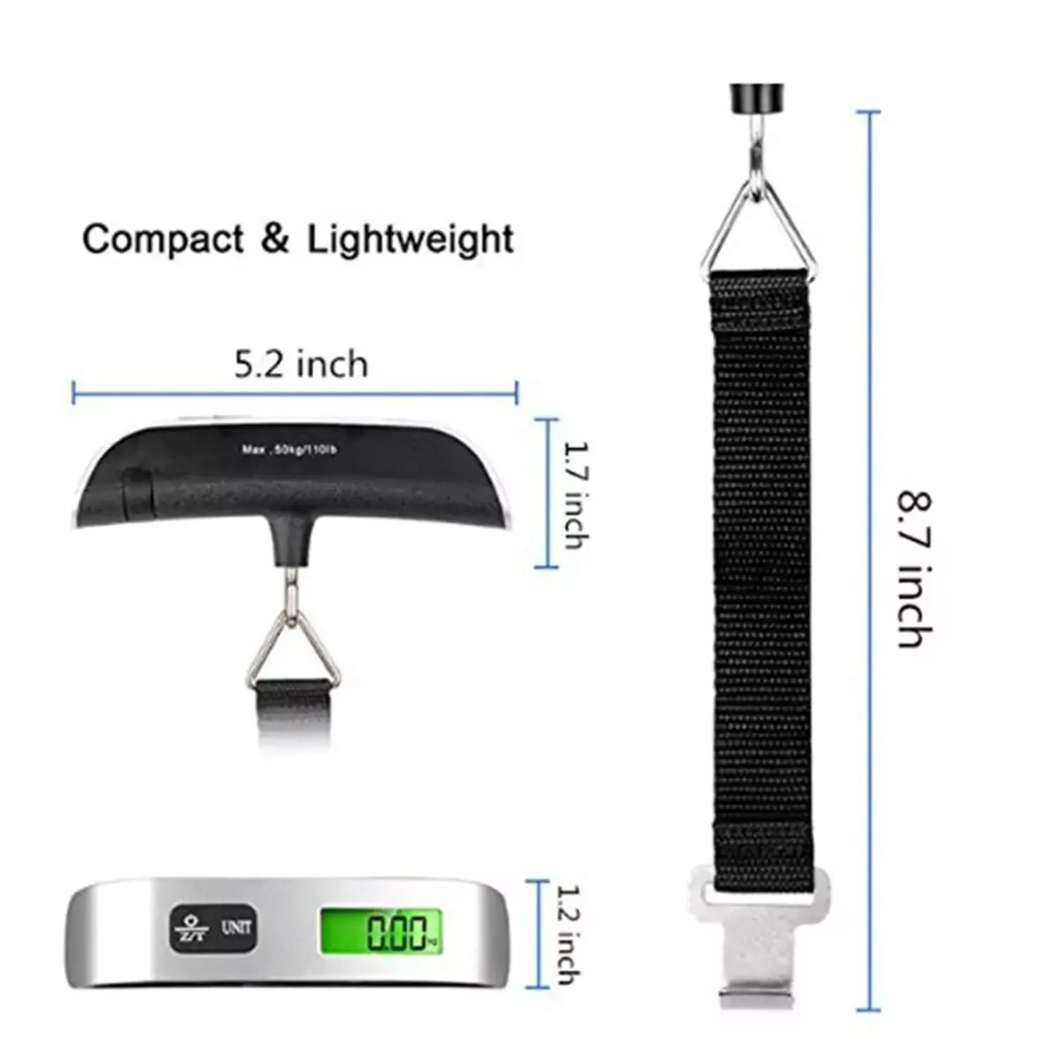 Gepäckwaage, 110 lb, 50 kg, digitale tragbare hängende Gepäckwaage – Bild 2