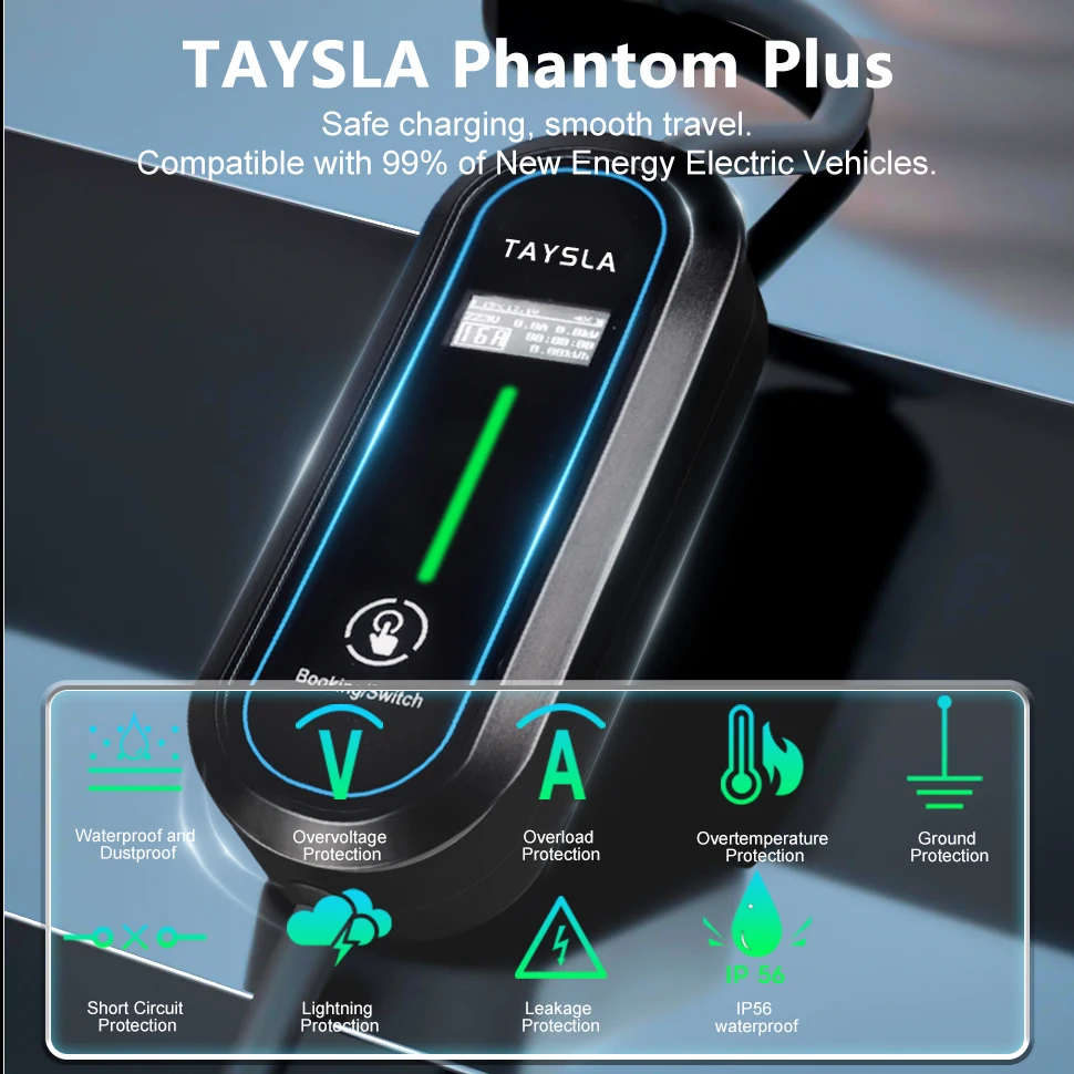 TAYSLA Tragbares EV-Ladegerät Typ 2 Typ 1 J1772 Ladegerät AC 80V-260V – Bild 3