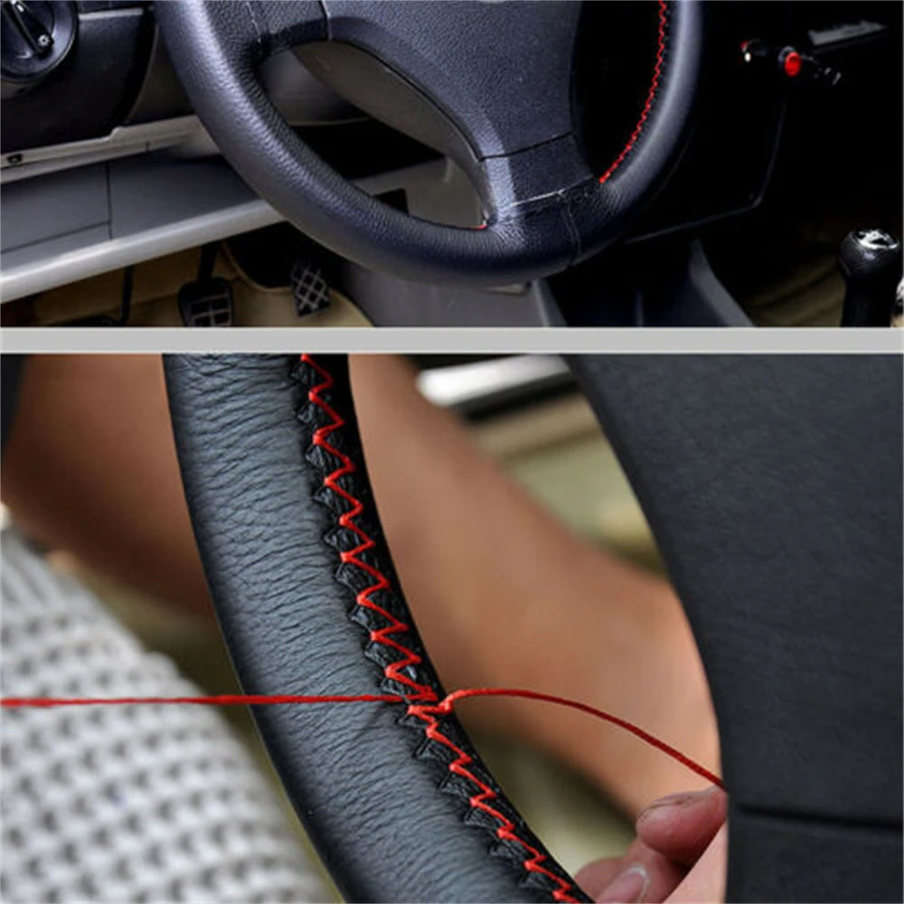Leder Auto Lenkrad Abdeckung Auto Geflecht Auf Der Lenkrad 38 cm DIY – Bild 4