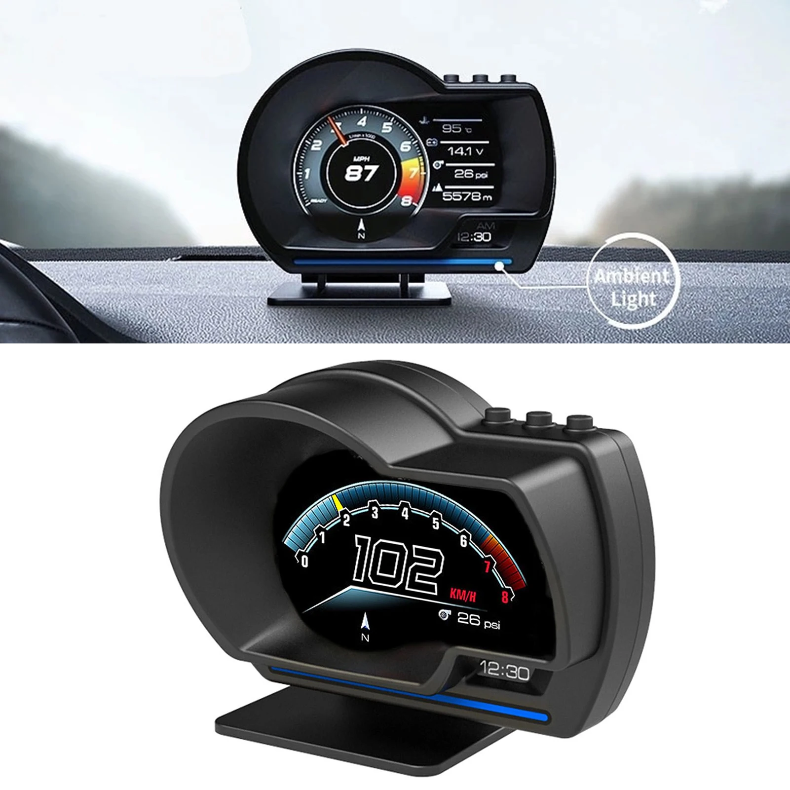 Head-Up-Display OBD2 + GPS Smart Gauge Auto HUD Tachometer Turbo RPM – Bild 4