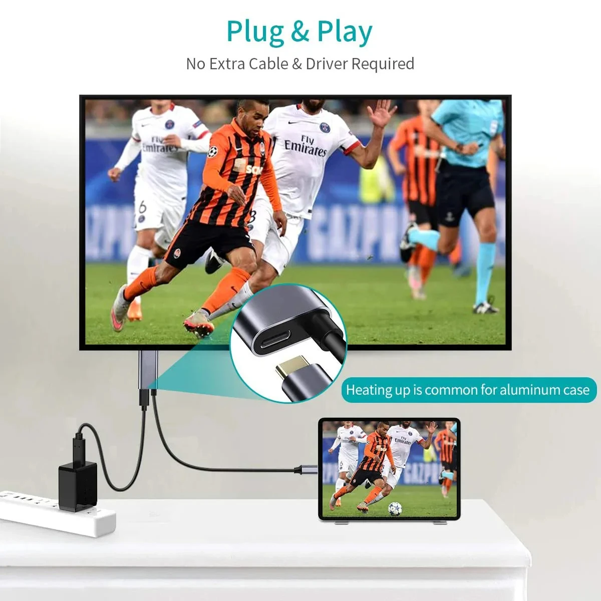 USB-C auf HDMI Kabel 4K 60 Hz, 1,8 m, mit 100 W PD Ladefunktion – Bild 3