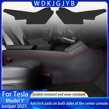 Tesla Modell Y Juniper 2025 + Center Konsole Zwei Seite Panel Anti Kick Pad Schutz Leder Aufkleber Fuß